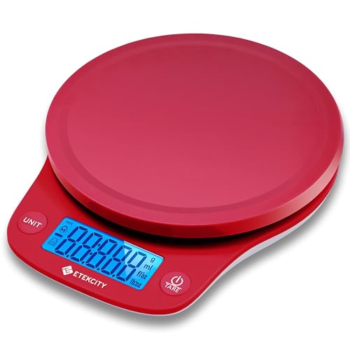 Etekcity 0.1g Food Kitchen Scale, Digital Ounces and Grams for Cooking, Baking, Meal Prep, Dieting, and Weight Loss, 11lb/5kg, Red