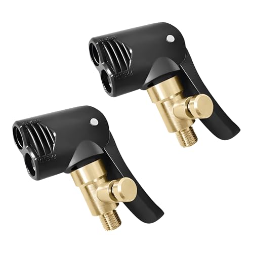 2 Stück Adapter Französisches Ventil, Autoventil Adapter Messing Auto Luftpumpen Gewindedüse Autoventil Hebelstecker 2 in1 Ventil Auto Reifen Air Chuck Ventilschaftverbinder für Autos Fahrrad Motorrad