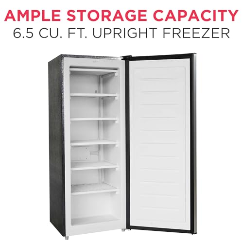 Frigidaire Upright Freezer, 6.5 cu. ft., Deep Freeze, Vinyl Coated Metal with Wire Shelving, Compact for Kitchen, RV, Dorm, Cabin, and Trailer, Platinum Design Series, Silver - 21D x 23W x 56H