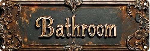Vintage Bathroom Tin Sign – 2D Printed (not 3D) Aluminum