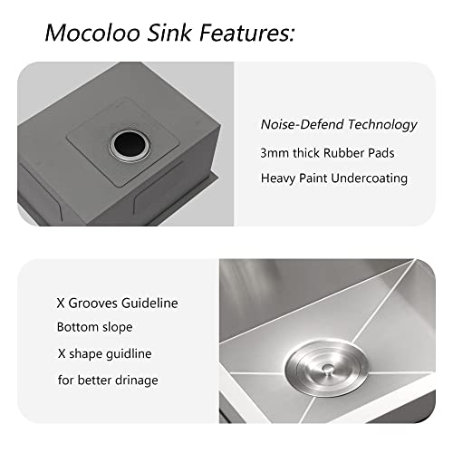 24 Undermount Luandry Sink -Mocoloo 24 Inch Utility Sink 16 Guage Stainless Steel Under Counter Single Bowl 12 Inch Deep Laundry Room Utility Sinks #TOP5