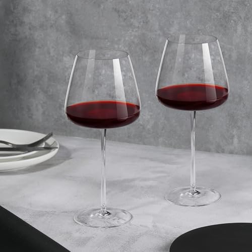 CnSneg Red Wine Glasses Set of 2, Hand Blown Crystal Wine Glass 18OZ, Thin Rim, Long Stem, Premium Wine Glasses for Red/White, Wedding, Christmas — view 6