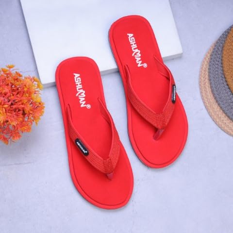 Ashuman Sleeper Sandals | EVA & Rubber Sole | Pain Relief, Orthopedic Support | Anti-Bacterial, Eco-Friendly | Perfect for Daily Use & Foot Care (Red, UK Footwear Size System, Adult, Women, Numeric, Medium, 5) 2