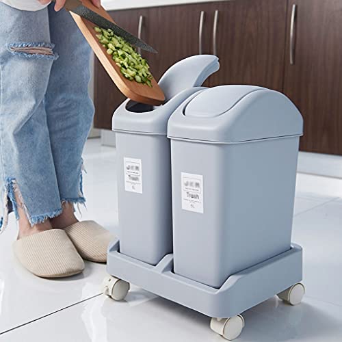 Poubelle double baril 11L tri sélectif grande capacité