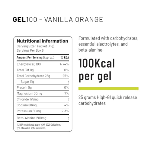 Image of Unived Gel 100 - Energy Gel for Endurance Athletes Runners & Cyclists - 100kcal - Vanilla Orange - Pack of 6