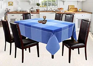 AIRWILL 100% Cotton Checkered Pattern 6 Seater Rectangle Table Cover Sized, 56x71 inches (Blue, Pack of 1)