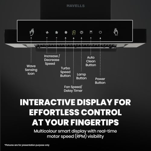 Image of Havells Mirak Lite BLDC 90cm T Shape Glass Chimney|Powerful 1500 m /hr Suction|Filterless Tech|Gesture & Touch Control|Auto Heat Clean|15 Yr Motor & 5 Yr Product Warranty| Free Installation Kit