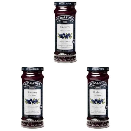 Image of St Dalfour Blueberry Fruit Spread 284 g | No Added Sugar | 100% from Fruit | No Added Preservatives, Colours, Flavors or Sweeteners | No Corn Syrup | Traditional French Recipe (Pack of 3)