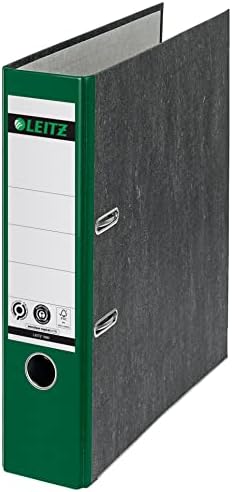 Leitz 2-Ring 3-Inch Premium A4 Sized European Black Marbled Binder, Green (R80-GR)