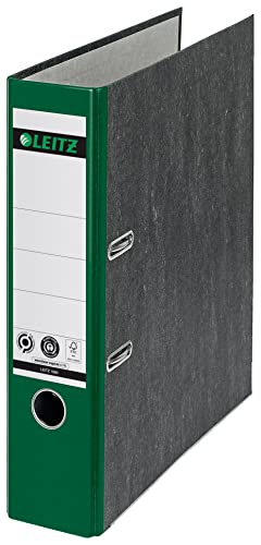 Leitz 2-Ring 3-Inch Premium A4 Sized European Black Marbled Binder, Green (R80-Gr) #TOP7