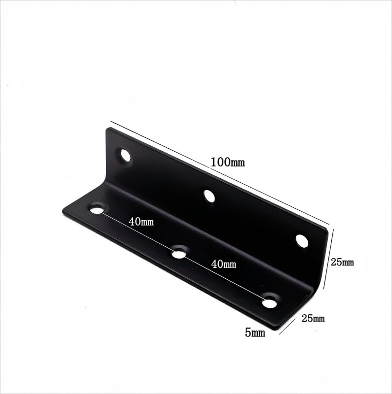 MindWissUp 4Pcs Stainless Steel L-Shaped Corner Brackets, 100x25x25mm, Black, Corner Mount - Image 2