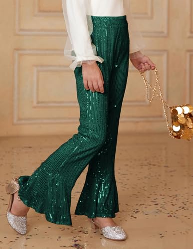 Image of GRACE KARIN Girls Sequin Pants Sparke Trouser Glitter Dance Bell Bottoms 5-14