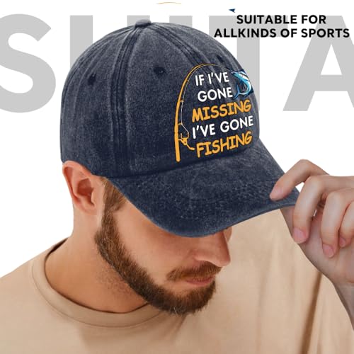 Image of Fishing Adjustable Cotton Baseball Cap, Funny Trucker Hat Gift for Men Women Grandpa Dad Fishing Lover Fisherman