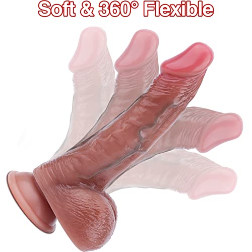 8.5'' Realistic Dildos Feels Like Skin, Soft Liquid Silicone Dildo With Strong Suction Cup For Hands-Free Play, Anal Dildo For Men Lifelike Fake Penis For G Spot Stimulation Adult Sex Toys For Women #TOP3
