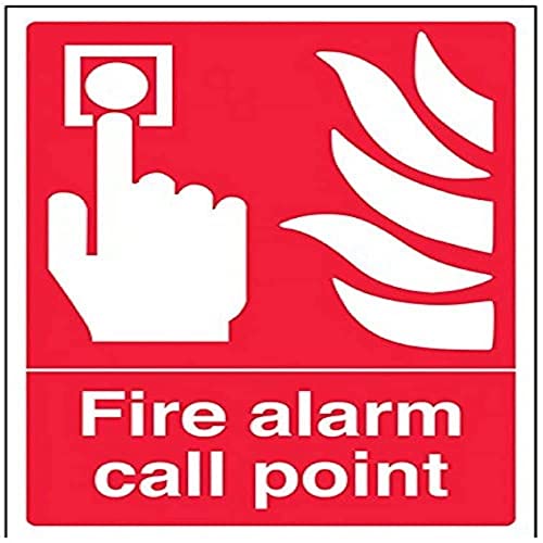 V Safety 13001AN-S Fire Alarm Call Point Sign - Portrait - 150mm x 200mm - Self Adhesive Vinyl, Red