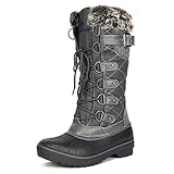 DREAM PAIRS Women's DP-Avalanche Grey Faux Fur Lined Mid Calf Winter Snow Boots Size 7 M US