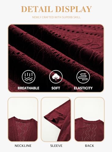 Image of Eytino Plus Size Cardigan for Women Half Sleeve Knitted Jacquard Summer Kimono Cover up Tops(1X-5X)
