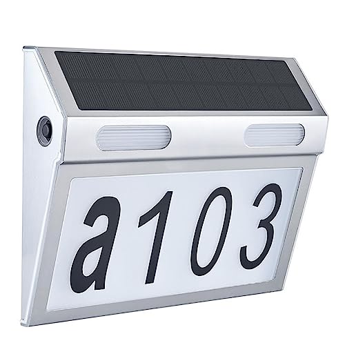Numéro de maison solaire LED étanche IP65 avec 3 modes éclairage pour adresse extérieure
