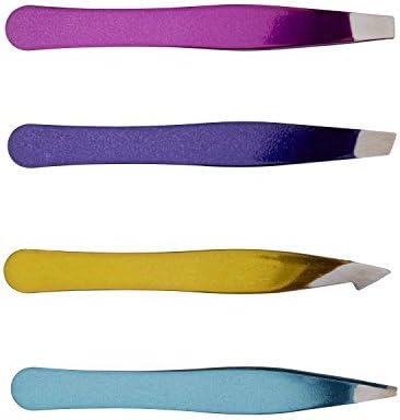 Onyx Professional 4 Pack Mini Tweezers Set, for Shaping Eyebrows, Removing Splinters, Blackheads, Eyelash Tweezers, Travel Tweezer Set