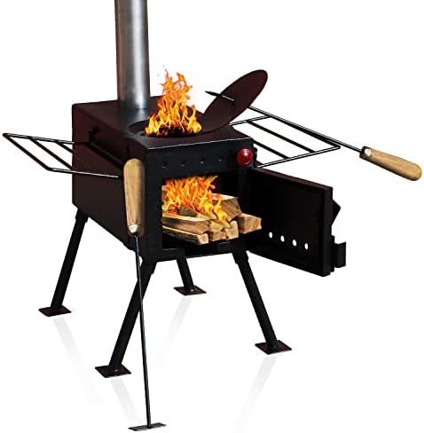 FEBTECH – Wood burning stove – outdoor camping small wood stove for home heating – tent stove with chimney pipe for Tent, Shelter, Hiking, Fishing, Heating, Cooking- mini wood stove for rv