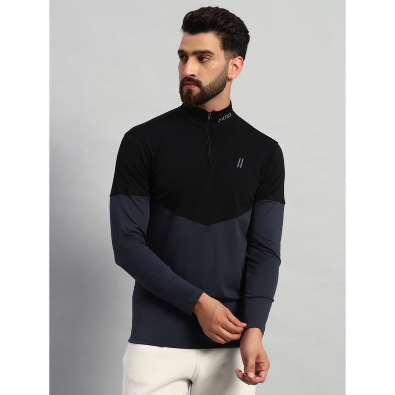 ATICX Polyester Full Sleeve T-Shirt for Men - Compression Dry Fit Stretch Sports Tee, Quick Dry Breathable Gym & Workout Top for Running, Cycling, Football, Swimming, Badminton, Harmony Black Grey, XL - Image 5 thumbnail