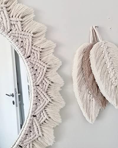 Image of Handmade Macrame Wall Mirror for Home Decor 17 x 17 Inch, 1-Piece