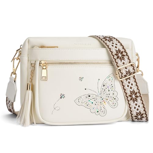 Image of KITEVIUN Crossbody Bags for Women Trendy Leather Crossbody Purse Shoulder Handbags Butterfly Design