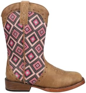ROPER Kids Girls Glitter Geo Square Toe Casual Boots Mid Calf - Beige - Size 10 M | Image 2