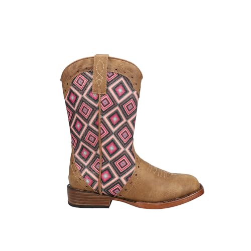 ROPER Kids Girls Glitter Geo Square Toe Casual Boots Mid Calf - Beige