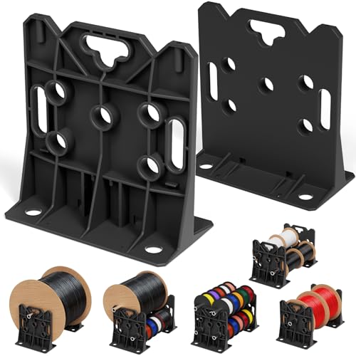 Wyckoff Wire Spool Rack Electrical Wire Dispenser & Cable Reel Caddy Multi-purpose Spool Holder Stand Fits up to 34 Reels and Load Capacity 330 LBS -1 Pair (Black)