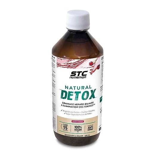 STC NUTRITION - Natural Detox - Concentrate to dilute based on plant extracts - Elimination of toxins - Hepato-biliary drainage - Vegan - Cure 15j - Cherry taste - Bottle 500 ml