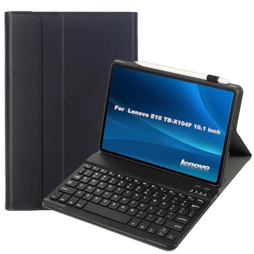 leleyo Funda de teclado para Lenovo Tab E10 de 10.1 pulgadas, cubierta inteligente magnética con...