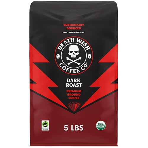Image of Death Wish Coffee, Dark Roast Ground Coffee, USDA Organic and Fair Trade, 80 oz