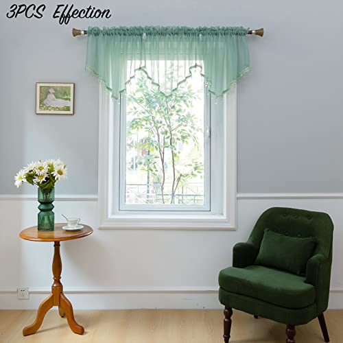 Pearage Beaded Sheer Valance Curtains For Living Room,Rod Pocket Farmhouse Window Valance thumb #6