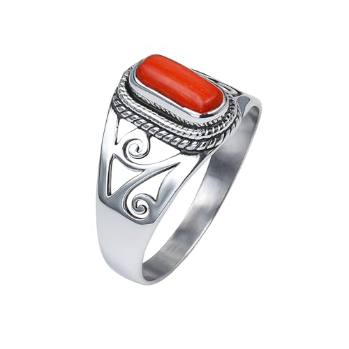 Bague femme argent 925 corail rouge naturel bijoux gitan bohème filigrane