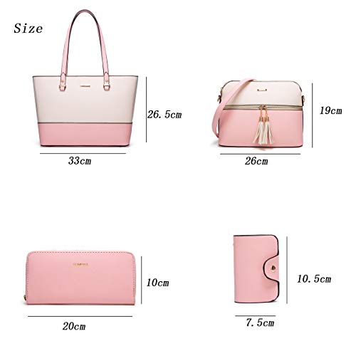 Image of Women Fashion Synthetic Leather Handbags Tote Bag Shoulder Bag Top Handle Satchel Purse Set