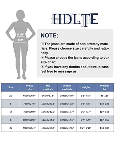 Hdlte Women Wide Leg Jeans Junior High Waist Baggy Jeans Loose Boyfriends Jeans Blue Washed #TOP2