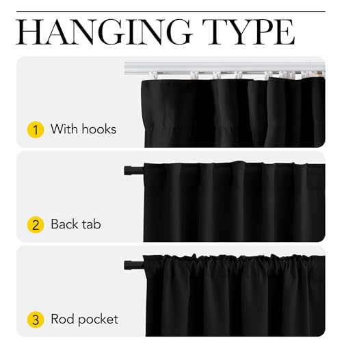 NICETOWN Room Divider Curtain with Adjustable Ceiling Track, W100 x L84 Blackout Curtain for Sliding Door, Ceiling Mouted Drape for Living Room/Hospital Divider, 1 Panel, Jet Black, Whtie Track