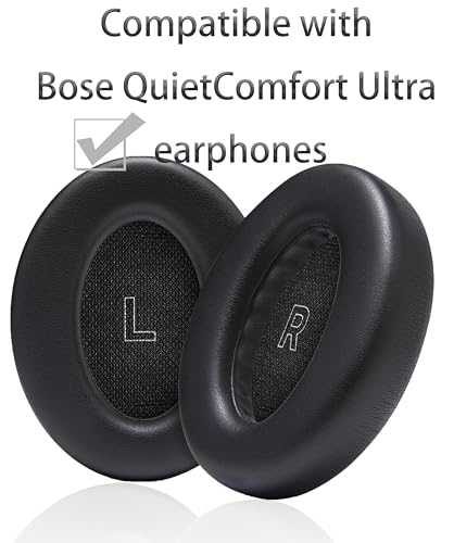 Repuestos para almohadillas de auriculares compatibles con Bose QC Ultra | Almohadillas de cuero proteico negro de alta densidad y aislamiento acústico miniatura 4