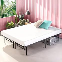 Zinus SmartBase Bed Frame, Semi-Double, Foldable, Black Slats, Quiet, Under Bed Storage Space, Durable, Breathable, Headboard-less, Tubing Bed, Durable, Steel, 1 Box, No Assembly Required, Zinus