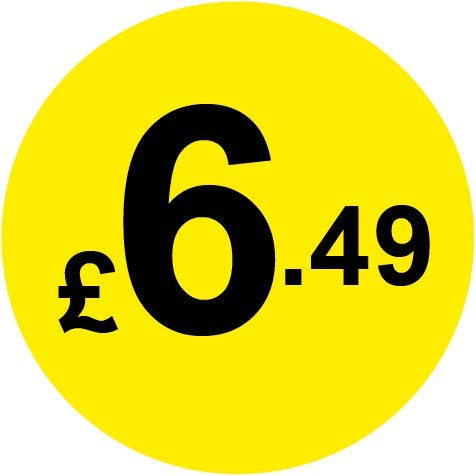 Permanent Adhesive - Black & Yellow 30mm Price Stickers/Labels from £5.45 to £17, 1000, £6.49 — image 1