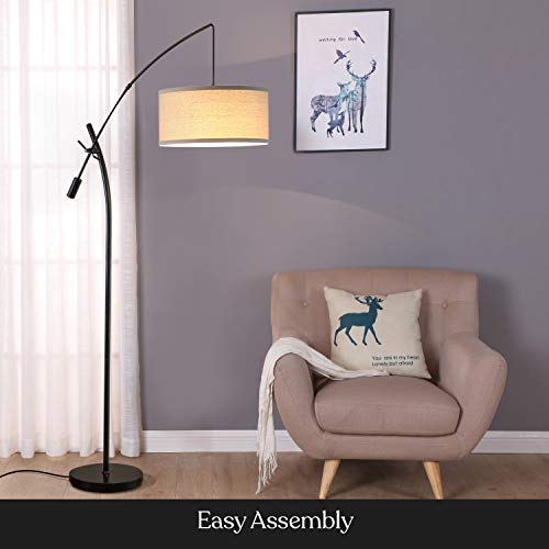 Brightech Grayson Led Floor Lamp, Modern Arc Lamp For Office & Living Room, Tall Lamp With Adjustable Arm, Standing Lamp In Industrial Style For Bedroom Reading - Black #TOP4