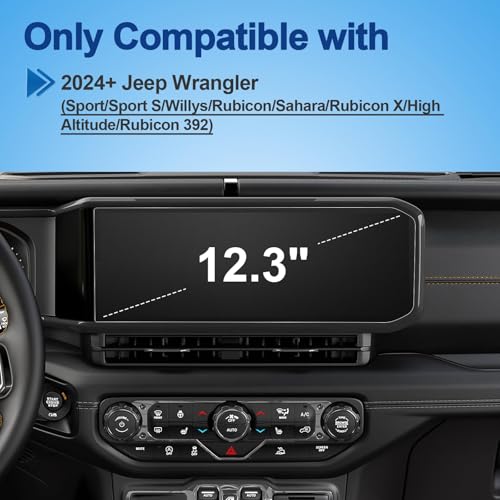 Coleya Anti-Glare Matte 2024-2026 Wrangler Screen Protector, for Jeep Wrangler (Sport/Sport S/Willys/Sahara/Rubicon X/High Altitude/Rubicon 392), 9H Tempered Glass 2025 Wrangler 4xe Accessories 12.3” by Coleya - Image 2