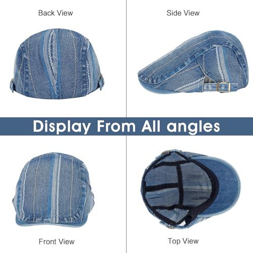 Image of 3Pcs Men's Newsboy Caps Cotton Cooling Hat Adjustable Flat Cap for Men
