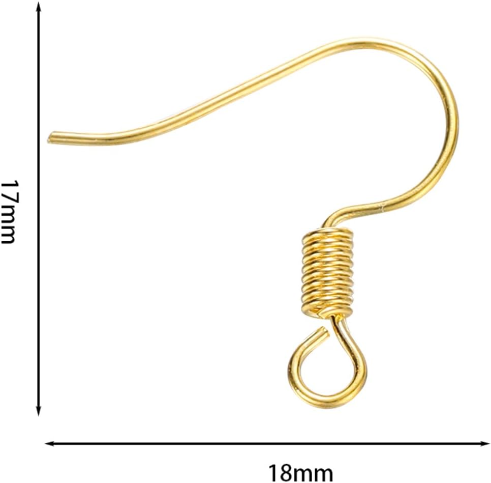 Iron Wire Earring Hooks with Large Loop Turned 90 Degree Gold Plated Pack of 100 pcs (Mix Color) image 2