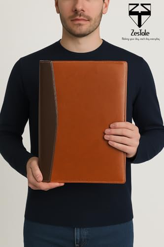 Image of ZesTale Faux Leathere Professional Files and Folders | Conference Folder | Certificate Holder | Documents Folder | File Folders for Documents (20 Leafs, Colour- Brown) (FS)