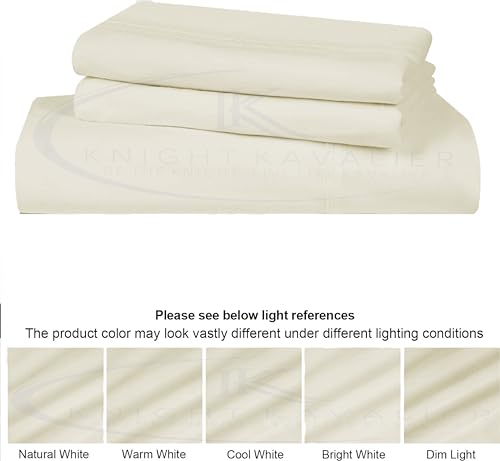 Image of King Bedsheet 100% Egyptian Cotton - 400 Thread Count Sheet Set - Includes 1 Flat Sheet & 2 Pillowcases - Durable, Breathable, Luxury Feel, Hotel Style - Ivory Solid