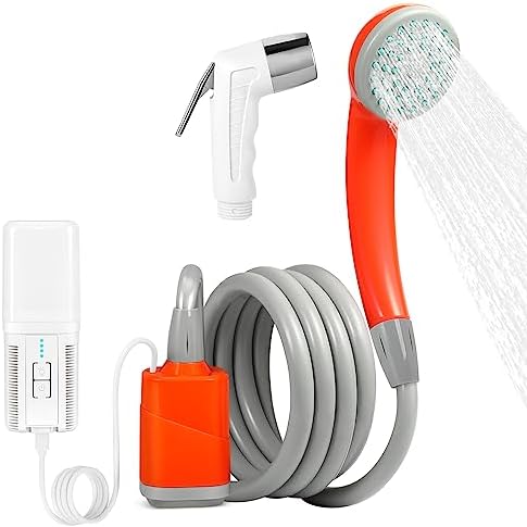 SPACEREST Portable Shower for Camping, Outdoor Electric Shower Rechargeable Battery with LED Light, Showers Pump for Camping, Hiking, Traveling, Car Washing, Pet Bath