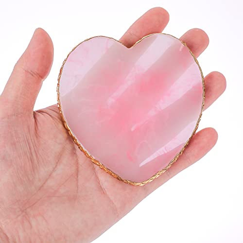 Wllhyf Resin Nail Art Palette, 2 Pieces Nail Mixing Palette Nail Art Painting Mixed Color Palettes Cosmetic Mixing Tools Golden Edge Nail Holder Display Board (Heart Shaped-2Pcs) #TOP5