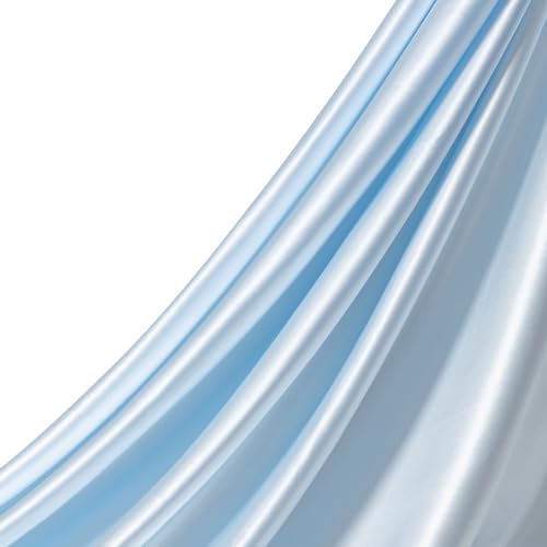 Q&J Fabric Co. Light Blue Satin Fabric by The Yard, 3 Yard x 55 Inch Charmeuse Satin Fabric Silky & Shiny Cloth Fabric, Smooth Bridal Satin Fabric for Wedding Dress, Clothing Sewing, DIY Crafts